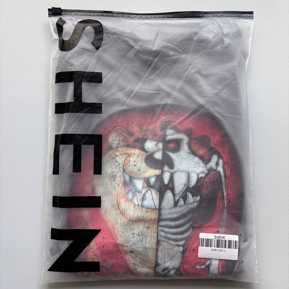 Shein Men's Large Gray Looney Tunes Tasmanian Devil Graphic T-Shirt NIB - Picture 4 of 4